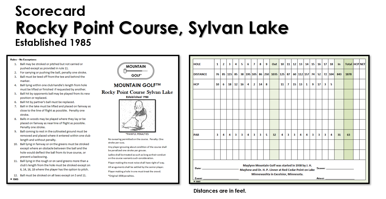 Mountain Golf Rocky Point Course Scorecard